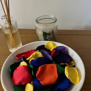 Rainbow Coloured Satin Petals, Table Scatter, Aisle Decor, Luxury Flower Girl Toss, Wedding Confetti, Party Decoration, Gay Pride, LBGTQ image 5