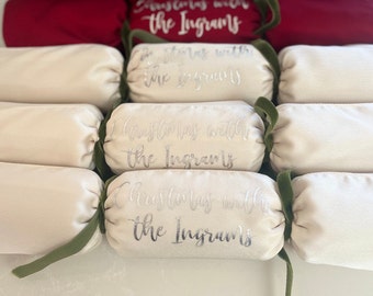 Cream Fabric Crackers Christmas Xmas Personalised Table Crackers Napkin Reusable Sustainable Crackers