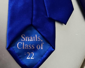 Blue Personalised Tie: Polyester Silk Necktie, Mens Gift