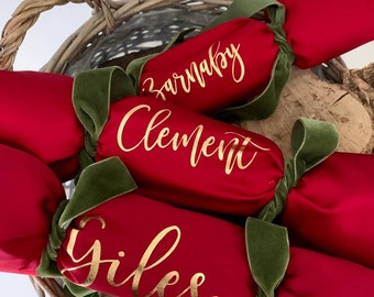 Personalised Traditional Fabric Christmas Crackers Sustainable Reusable Crackers