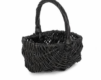 Personalised Halloween Boo Basket, Hand Painted Black Wooden Treat Trug with optional Ghost Name Tag