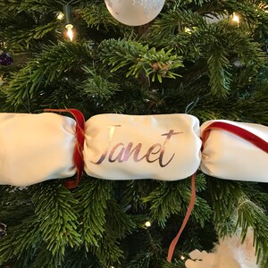 Personalised Traditional Fabric Christmas Crackers Sustainable Reusable Crackers image 2