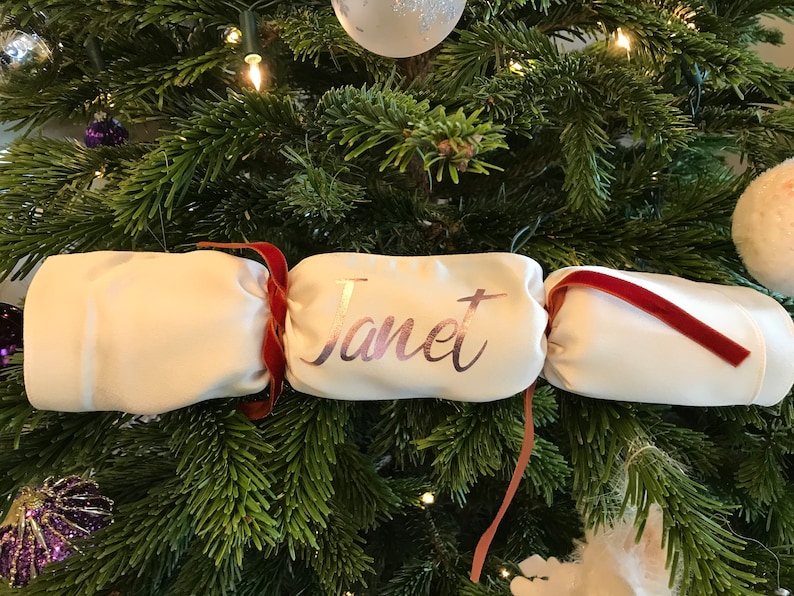 Personalised Traditional Fabric Christmas Crackers Sustainable Reusable Crackers image 2