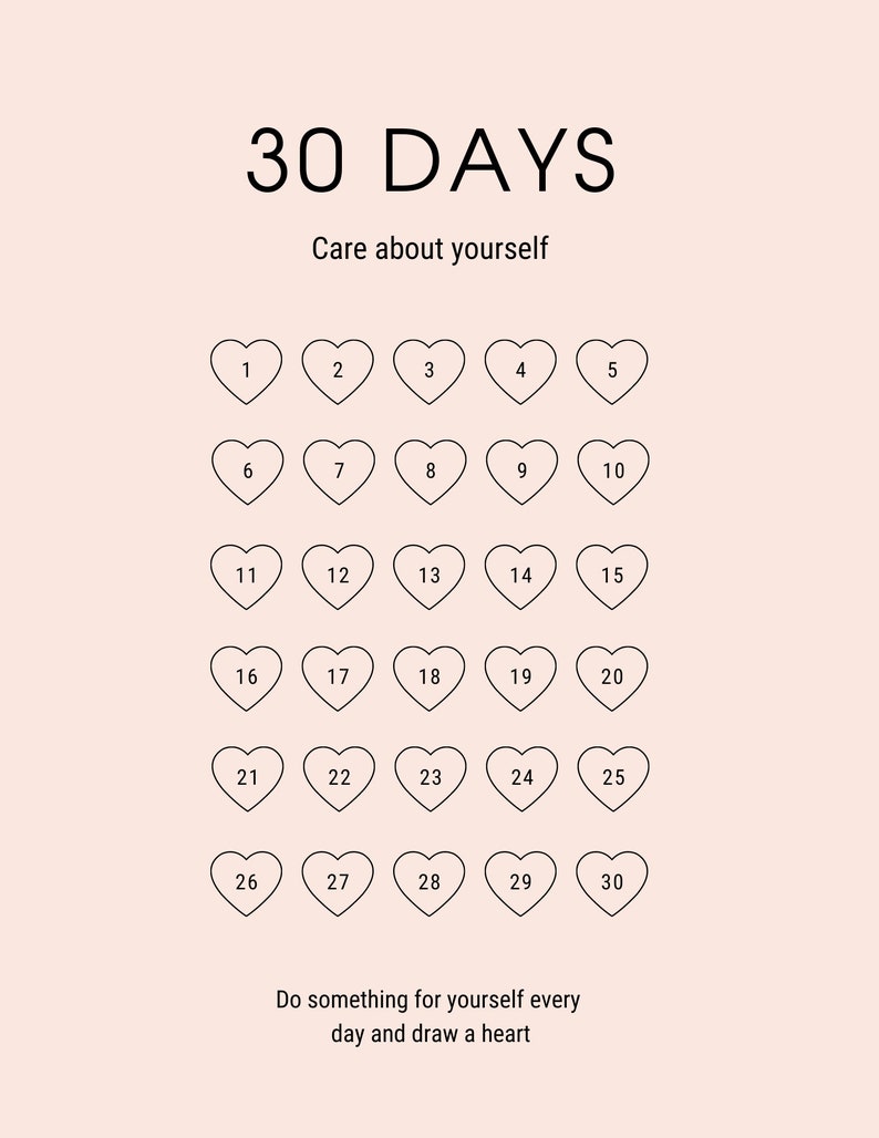 30 Day Self Love Challenge Printable Digital - Etsy New Zealand