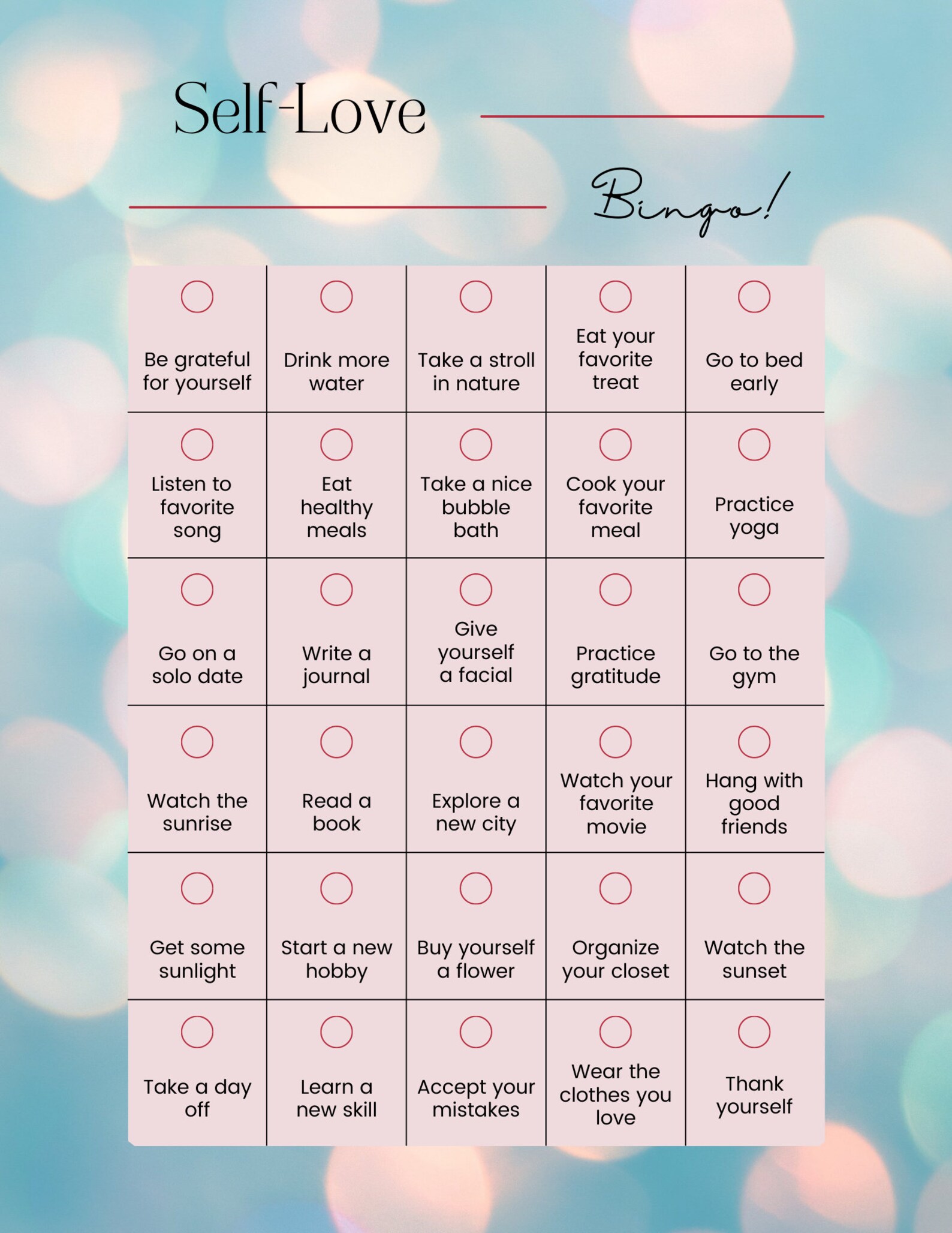 30 Day Self Love Challenge Printable Digital | Etsy