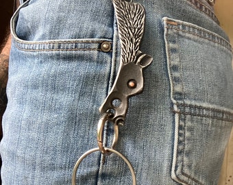 Forged wolf head belt key holder
