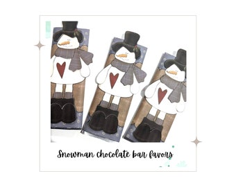 Snowman chocolate favors. Snowman chocolate bar. Warm Winter Wishes. Christmas favors. Christmas or Winter gift. 6 completed favors.