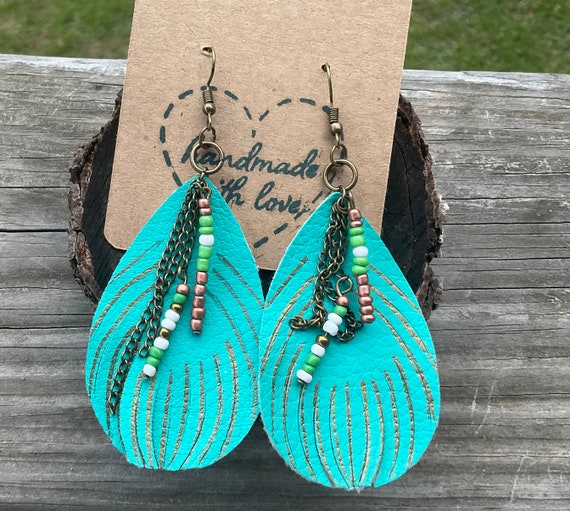 Leather and hotsell bead earrings