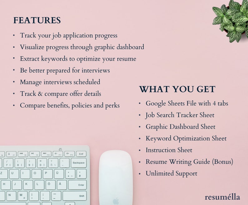 Job Search Tracker Spreadsheet & Interview Dashboard, Digital