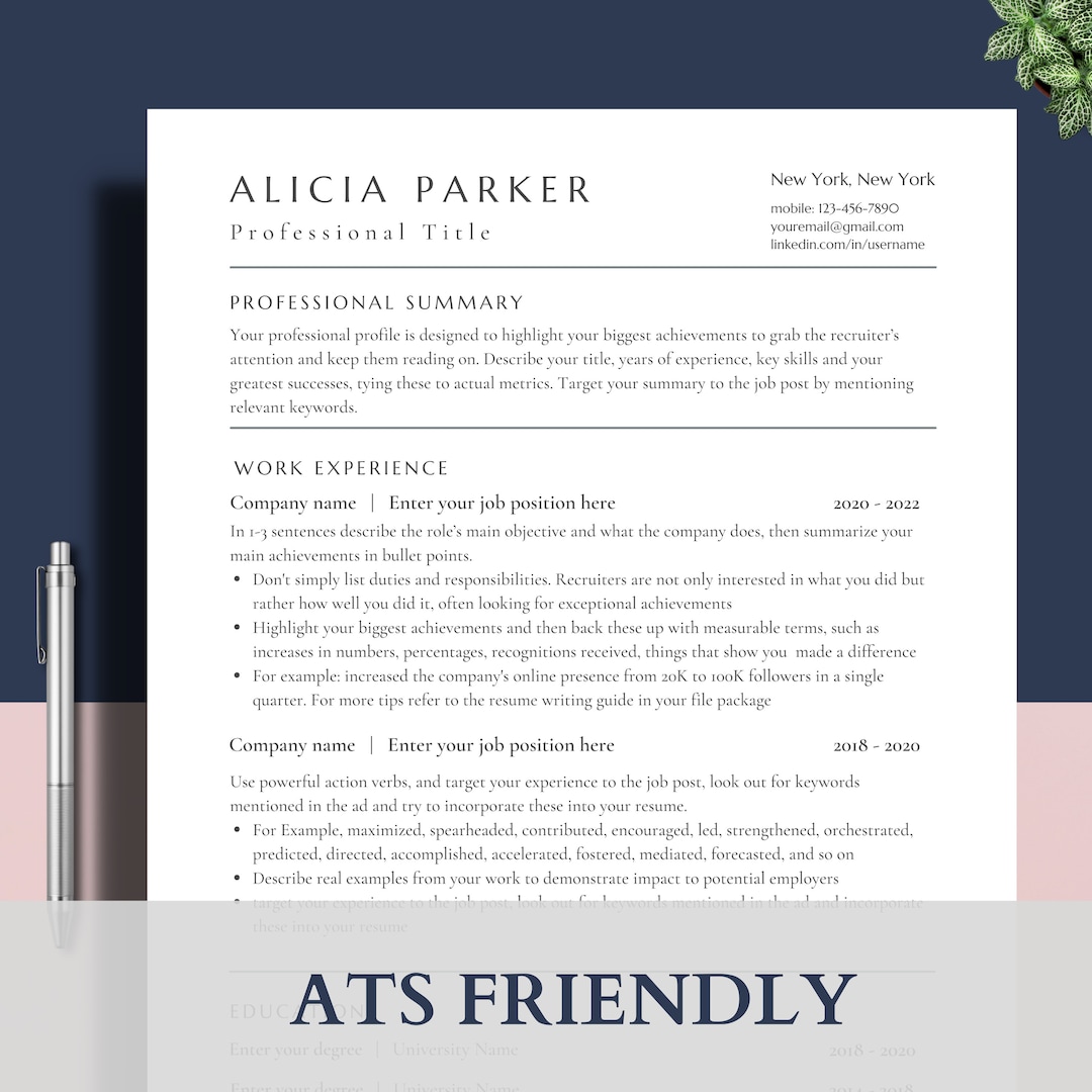 ATS Friendly Resume Template for Google Docs, ATS Resume Template ...