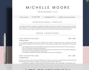 ATS Resume Template for Google Docs & MS Word, 3 Page ATS cv, Instant Download resume, Minimalist Resume, Professional cv Template