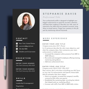 Modern Resume Template for MS Word, Pages, Google Docs Resume with Photo, Creative Resume + Cover Letter, Executive Resume CV Template