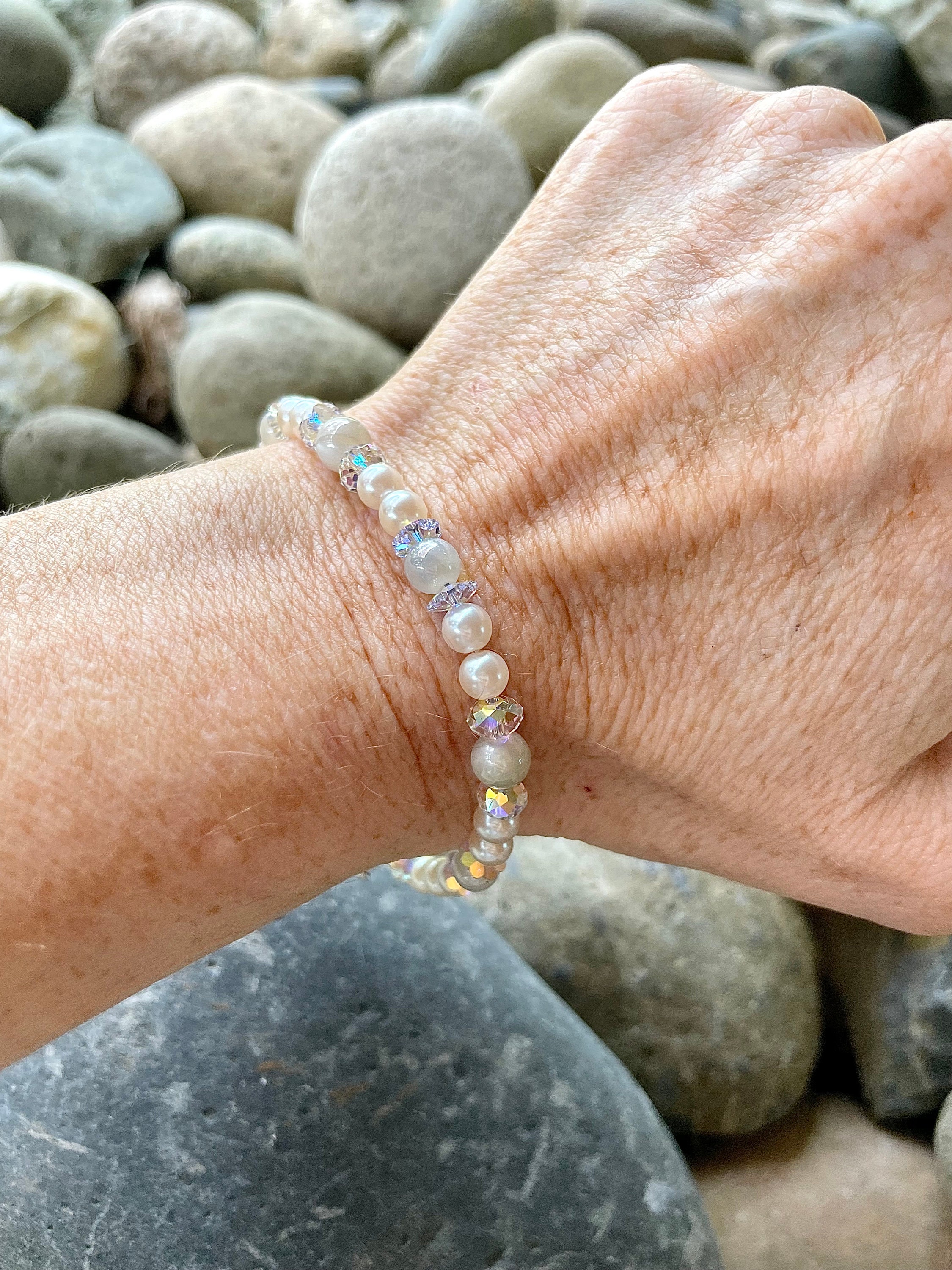 Pearl and swarovski crystal bracelet best sale