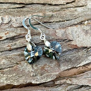 Swarovski Crystal Earrings, Crystal Heart Earrings, OOAK Crystal Jewelry, Black Crystal Earrings, Handmade Crystal Earrings.