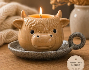 Highland Cow Candle, Cute Animal Candle , Cozy Home Decor, Gift for Her, Farmhouse Decor