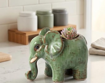 Elephant Planter – Ceramic Succulent Pot, Air Plant Cactus Holder