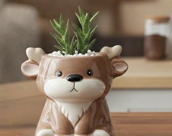 Mini Deer Planter Pot, Ceramic Succulent Planter