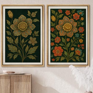 Vintage Floral Kunstdrucke (2er Set) - Gemütliches Wohn Dekor (Digitaler Download)