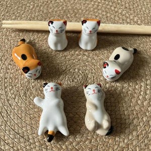 Ceramic Cat Chopstick Rest Set, Kitchen Decor, 6pcs