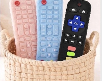 Silicone Baby Remote Teether | TV Remote Teething Toy | BPA-Free | Funny Baby Shower Gift, Humor Gag Gifts