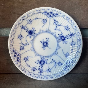 Vintage Royal Copenhagen Blue Fluted Half Lace Saucer 5 1/4”