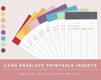 Cash Envelope Tracker, Money Tracker, Cash Tracker Sheet, Budget Inserts, Cash Envelope Tracker  6in X 3in Insert for Cash Envelopes, Saving