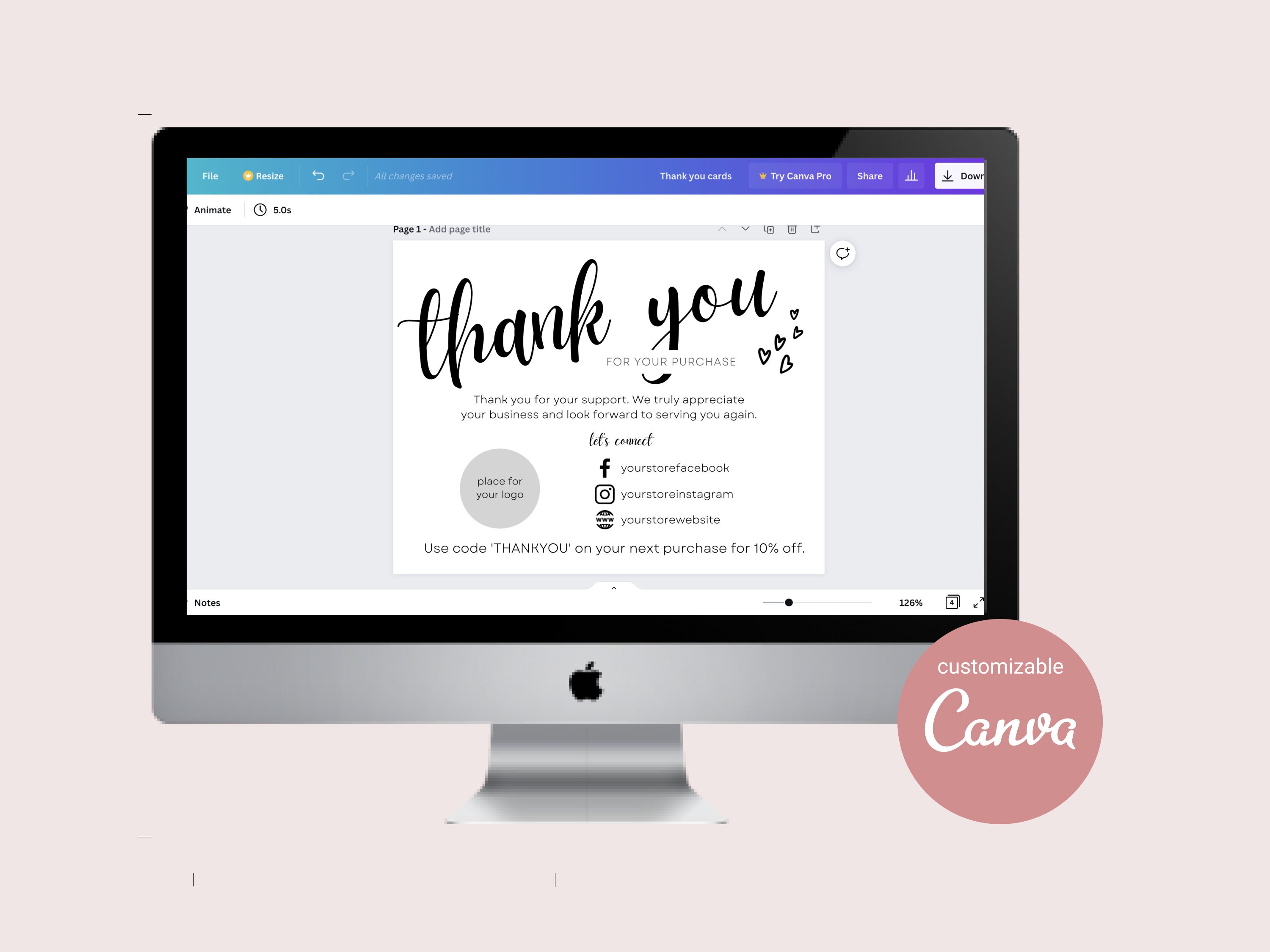 Thank You Cards| Logo | Thank You Etsy Shop| Order Cards| Thank You for ...