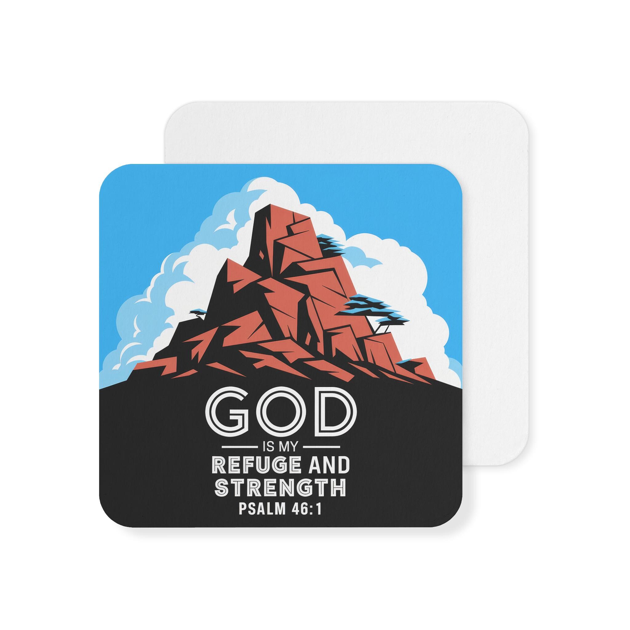 イメージ画像 God is My Refuge Christian Coaster Set Powerful Psalm 46:1 Design