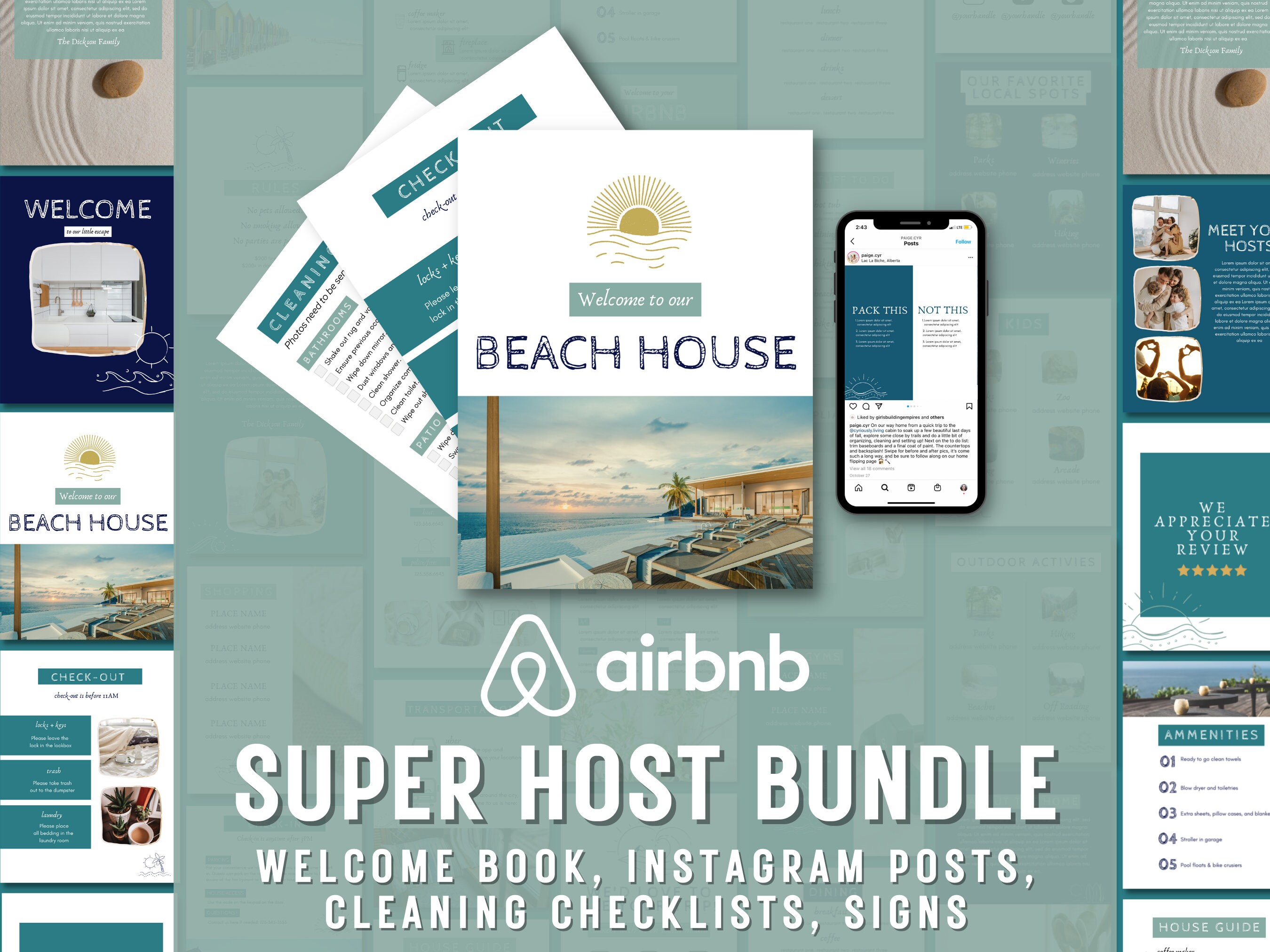 Airbnb Instagram Template Airbnb Instagram Vacation Rental Etsy