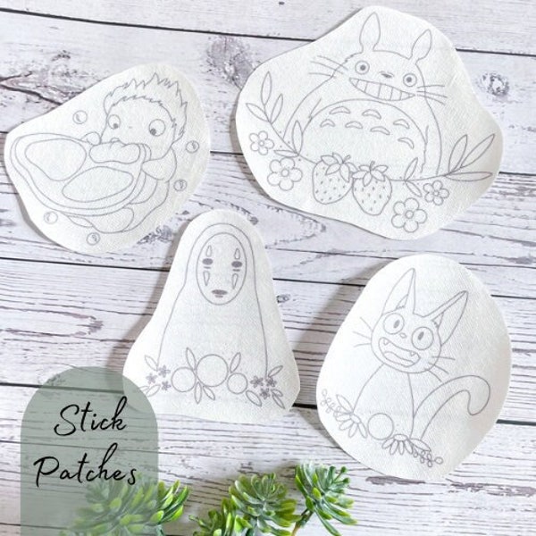 Stickpatches Ghibli zum Selbersticken, SticknStitch „Blumen“, Stickvorlagen zum Auswaschen