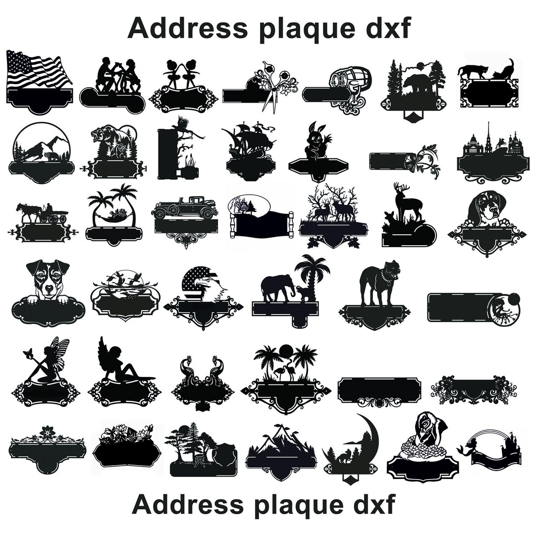 Address Sign Dxf Files Custom Address Sign Laser Cut Files: 40 Piece DXF Bundle - Etsy