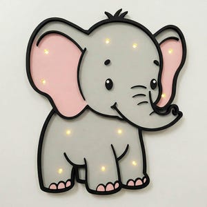 Lámpara de noche en forma de "Pequeño elefante" - Dibujo multicapa en formato dxf | Lámpara de noche para niños