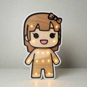 Little Girl Night Light DXF File: Multilayer Drawing (Digital File)