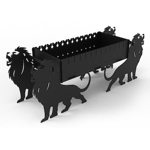Barbecue with lions, 4 mm steel is used. Drawing for laser cutting or plasma cutting. Digital DXF file. barbecue, grill