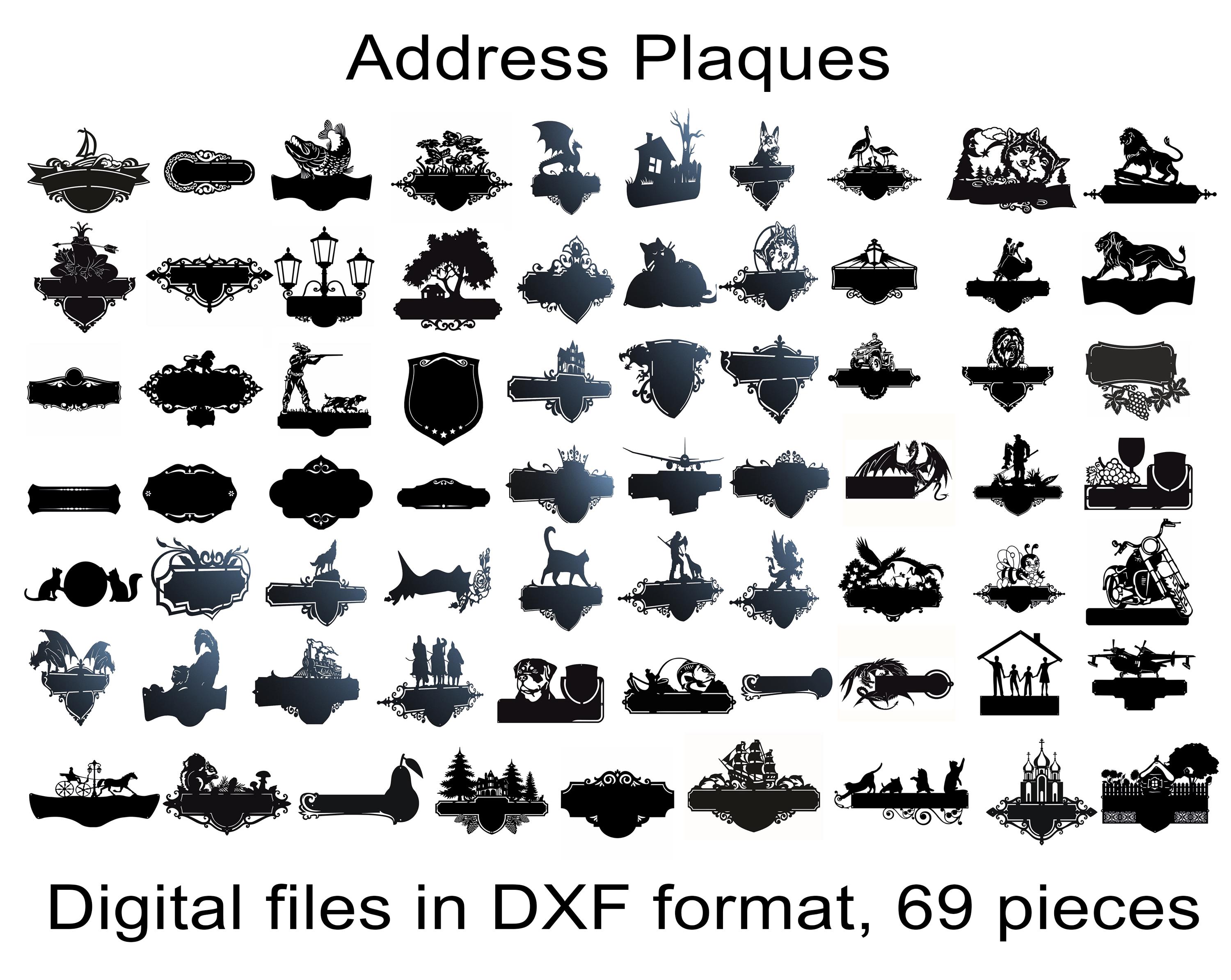 Address Sign Dxf Files Custom Address Sign Laser Cut Files: 69 House Number Designs (DXF & SVG ...