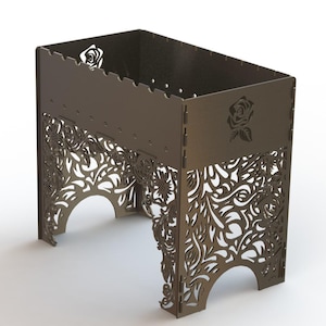 Rose Pattern Barbecue Grill: Laser Cut DXF File (4mm Steel Design)