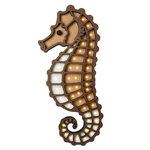 Sea Horse Night Light DXF File: Multilayer Drawing (Digital File)