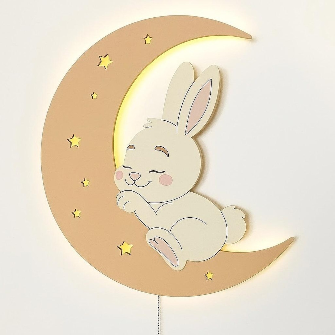 Rabbit on the Moon Night Light: Multilayer DXF Drawing (digital File ...