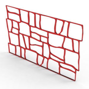Può includere: Stencils in plastica rossa con un motivo a mattoni. Lo stencil è progettato per creare una texture a mattoni sul calcestruzzo.