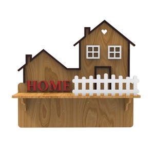 Wall key holder in the form of a house with a fence - DXF drawing 6 mm for a laser machine / CNC Cutting File DXF