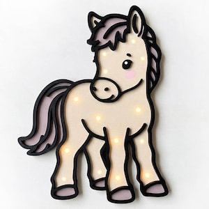 Pony Night Light DXF File: Multilayer Drawing for Children