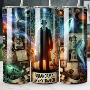 Paranormal Investigator 20 oz Skinny Tumbler, Straight/Tapered Tumbler Wrap, Tumbler Png, Instant Digital Download,