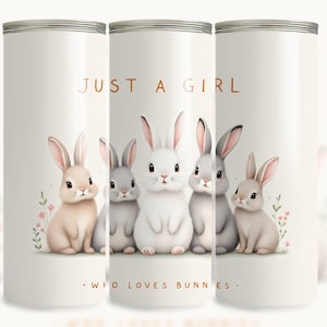 Apenas uma garota que ama coelhinhos 20 oz Seamless Skinny Tumbler Wrap Sublimação Design, Tumbler Png, Download digital, Rabbit Lover Tumbler