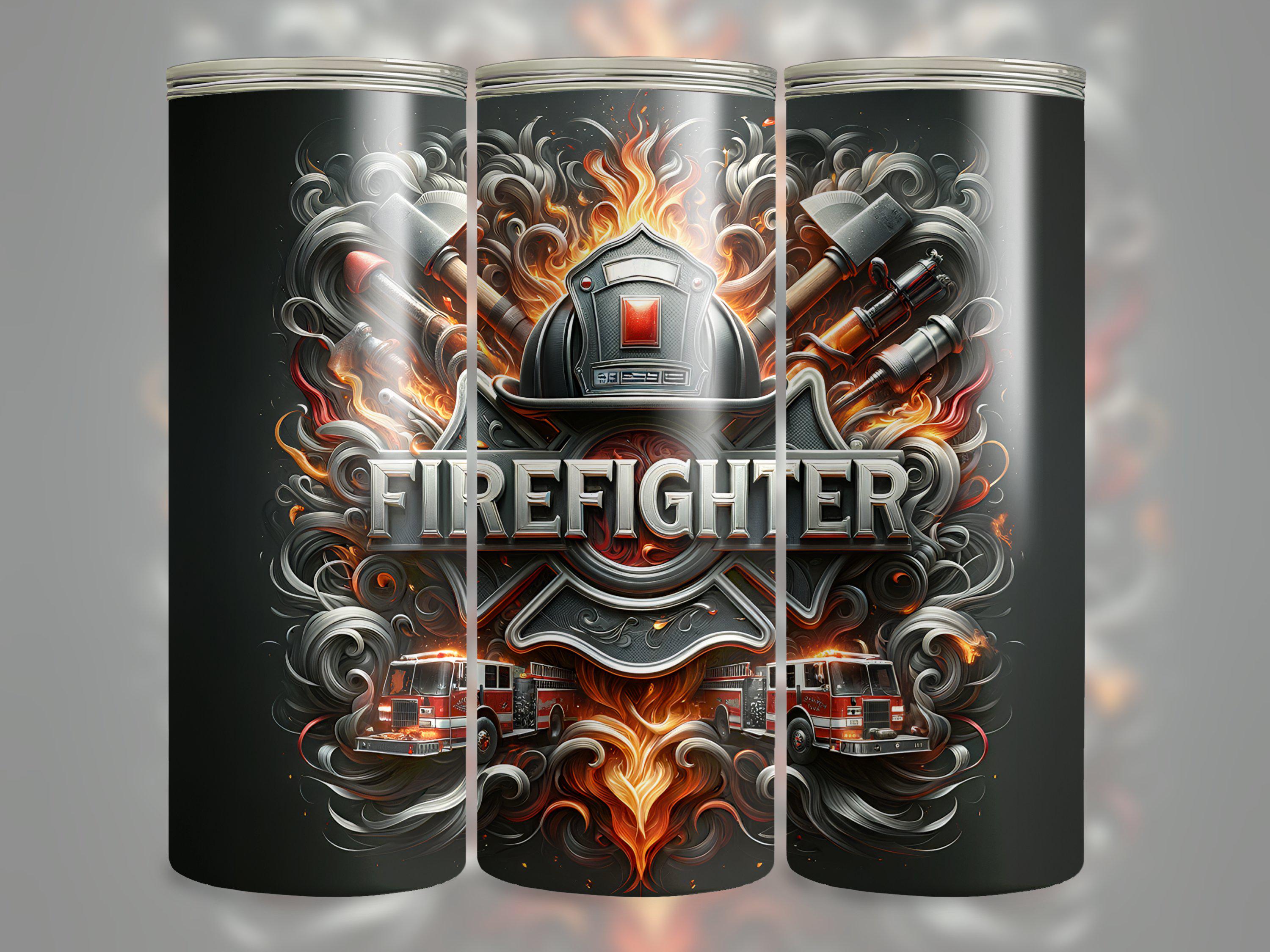Firefighter 20 oz Seamless Skinny Tumbler Wrap Sublimation Design, Tumbler Png, Digital Download, First Responder Tumbler Wrap
