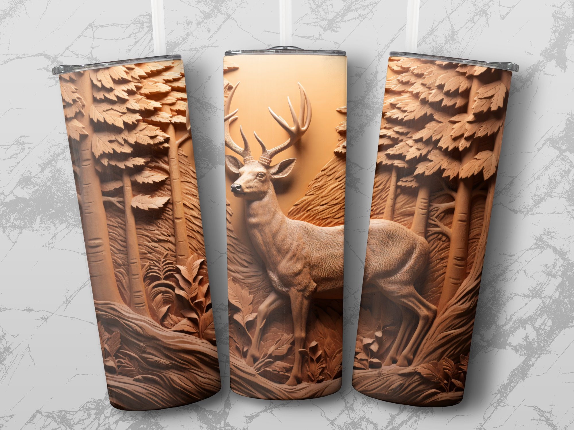 3d Deer in Woods 20 Oz Skinny Tumbler Sublimation Design, Straight ...