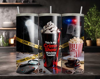 Sömlös 20 Oz Skinny Tumbler Wrap - PNG, digital nedladdning Tumbler sublimeringsdesign för True Crime-fans