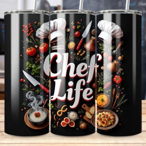 Chef Life 20 oz Seamless Skinny Tumbler Wrap Sublimation Design, Tumbler Png, Digital Download, Cooking Tumbler Wrap