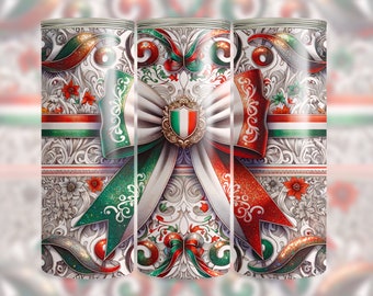 Italien Sublimationsbecher Design, italienische Flagge Bogen 20 Unzen Tumbler Wrap PNG, italienische Flagge Kunst PNG, Skinny Tumbler Wrap Digitaler Download