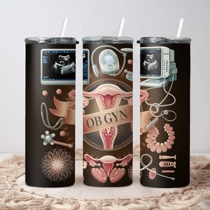OB Gyn Gynecology Themed Seamless Tumbler Wrap, 20 Oz Skinny ...