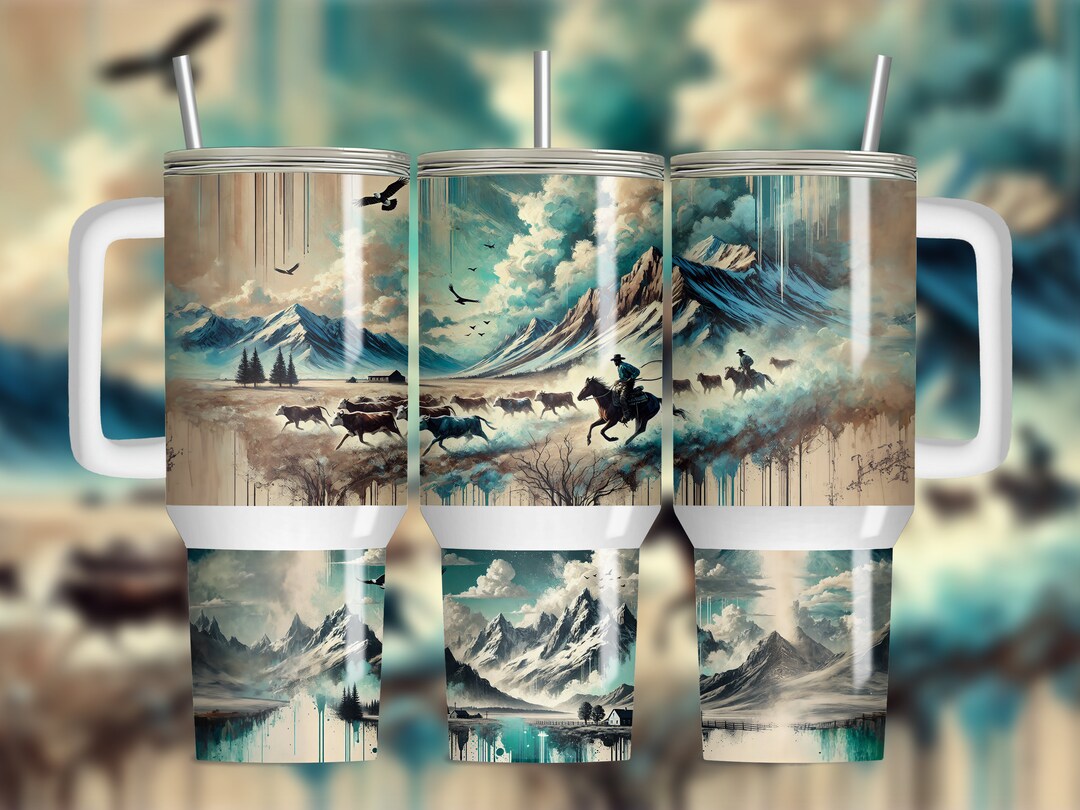 Cowboy Western 40 Oz Tumbler Wrap, Sublimation Design Templates, 40oz ...